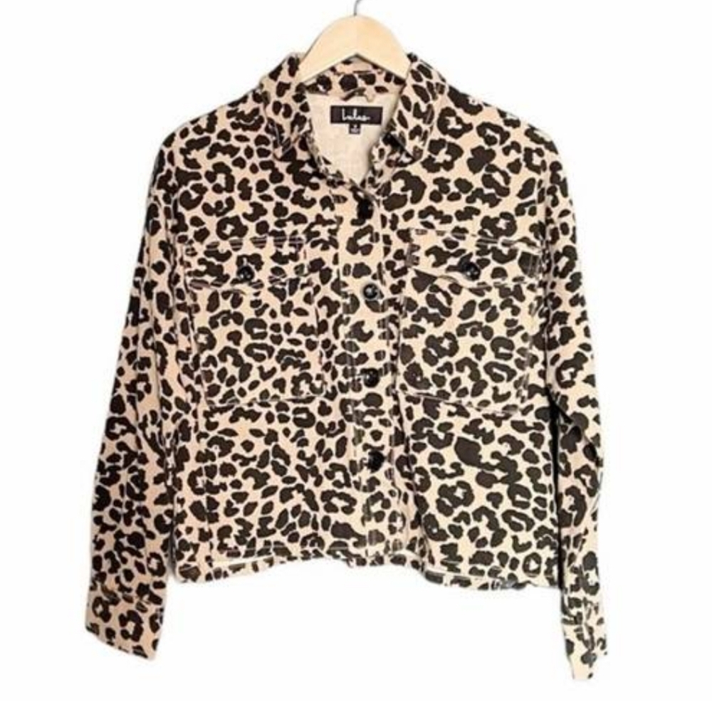 Lulus Fashionably Fierce Beige Leopard Print Denim Jean Jacket Size Small - Picture 4 of 10